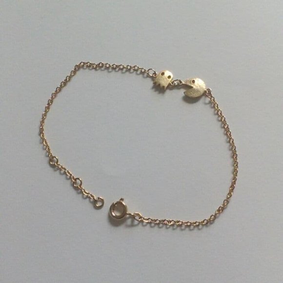 Pac Man and Ghost Gold Charm Bracelet - Picture 5 of 5